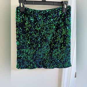 SHEIN Black and Green Sequin Skirt